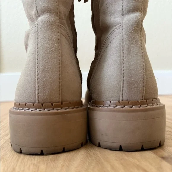 Sam Edelman Lex Combat Boots Cream Sesame Suede Leather Size 7 - Picture 6 of 13